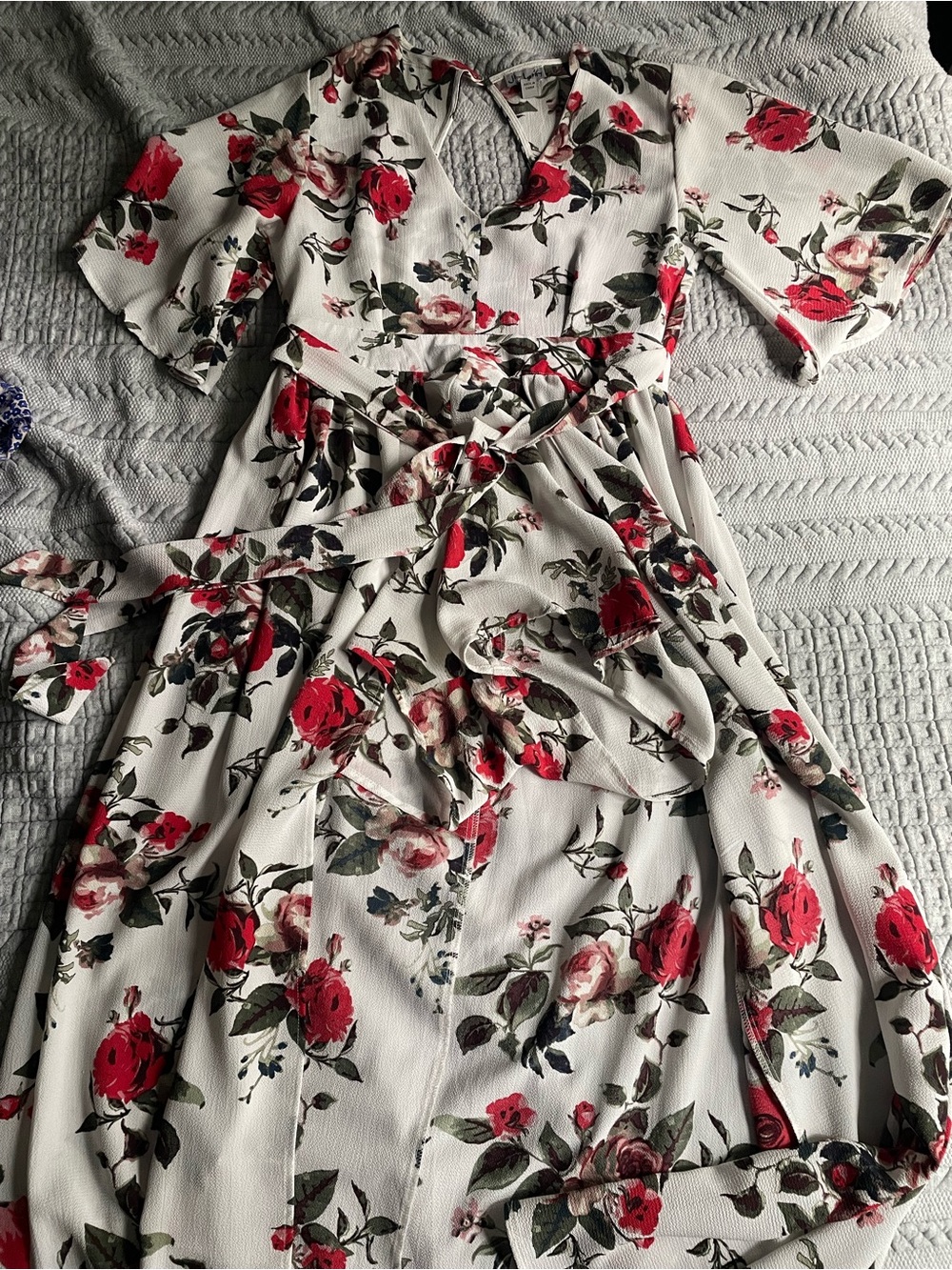 J for Justify White Romper Dress with Red Rose Print